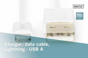 Digitus Apple iPad/iPhone/iPod Csatlakoz&oacute;k&aacute;bel [1x USB, USB 2.0 dug&oacute;, A t&iacute;pus - 1x Apple Dock dug&oacute; Lightning] 1.00 m Feh&eacute;r (DB-600106-010-W)