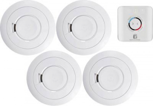 Ei Electronics Vezet&eacute;k n&eacute;lk&uuml;l f&uuml;stjelző 5 r&eacute;szes k&eacute;szlet 10 &eacute;ves elem&eacute;lettartammal, H&aacute;l&oacute;zatba k&ouml;thető