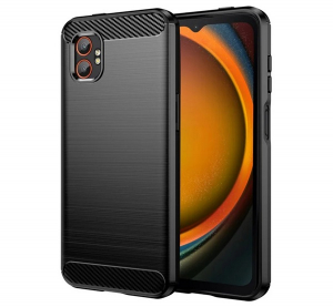 Szilikon telefonv&eacute;dő (&uuml;t&eacute;s&aacute;ll&oacute;s&aacute;g, l&eacute;gp&aacute;rn&aacute;s sarok, sz&aacute;lcsiszolt, karbon minta) FEKETE Samsung Galaxy Xcover 7 Pro (SM-G766) "Gigapack csomagol&aacute;s" (GP