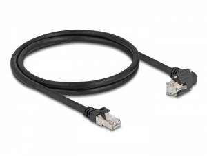 Delock GigE kamera kábel RJ45 apa 90 -ban hajlított csavarokkal - RJ45 apa Cat.6 S/FTP 1 m fekete (80921)