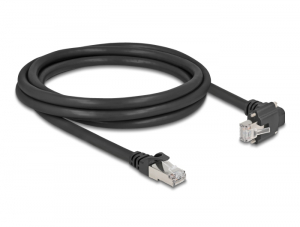 Delock GigE kamera kábel RJ45 apa 90 -ban hajlított csavarokkal - RJ45 apa Cat.6 S/FTP 2 m fekete (80922)