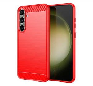 Szilikon telefonv&eacute;dő (&uuml;t&eacute;s&aacute;ll&oacute;s&aacute;g, l&eacute;gp&aacute;rn&aacute;s sarok, sz&aacute;lcsiszolt, karbon minta) PIROS Samsung Galaxy S24 Plus (SM-S926) "Gigapack csomagol&aacute;s" (GP-1513