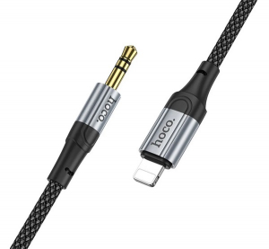 Hoco audi&oacute; k&aacute;bel (3.5mm jack - lightning, 100cm, AUX, cipőfűző) FEKETE Apple iPod touch 5 / IPAD Pro 12.9 (2015) / iPhone 6S Plus 5.5 (UPA26_JACK-LIGH