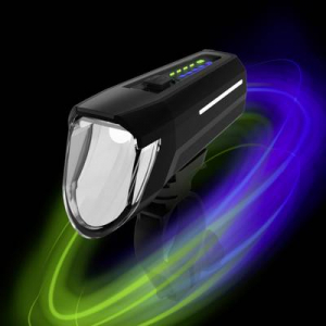 Fischer Fahrrad Frontlicht 100 Lux Ker&eacute;kp&aacute;r f&eacute;nysz&oacute;r&oacute; LED Akkur&oacute;l &uuml;zemeltetett Fekete (007790)