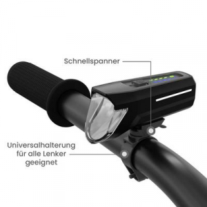Fischer Fahrrad Frontlicht 100 Lux Ker&eacute;kp&aacute;r f&eacute;nysz&oacute;r&oacute; LED Akkur&oacute;l &uuml;zemeltetett Fekete (007790)