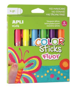 APLI Kids Color Sticks Fluor Tempera kr&eacute;ta k&eacute;szlet 6 fluoreszk&aacute;l&oacute; sz&iacute;n (14404)