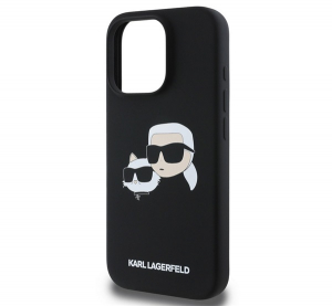 CG MOBILE KARL LAGERFELD LIQUID SILICONE DOUBLE HEADS MAGSAFE szilikon telefonv&eacute;dő (&uuml;t&eacute;s&aacute;ll&oacute;s&aacute;g, MagSafe) FEKETE Apple iPhone 16 Pro Max (KLHMP16XSKCH