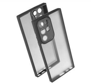 Szilikon telefonv&eacute;dő (&uuml;t&eacute;s&aacute;ll&oacute;s&aacute;g, akril h&aacute;tlap, kamerav&eacute;dő) FEKETE Samsung Galaxy S22 Ultra (SM-S908) "Gigapack csomagol&aacute;s" (GP-153343)