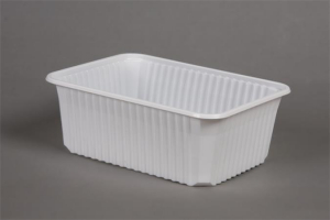 Ételtároló doboz, műanyag, szögletes, mikrózható, 1000 ml, 50 db, "Varia", fehér (KHMU258)