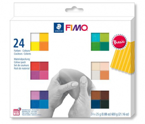 FIMO Gyurma, készlet, 24x25g, égethető,  "Soft Basic", 24 különböző szín (FM8023C241)