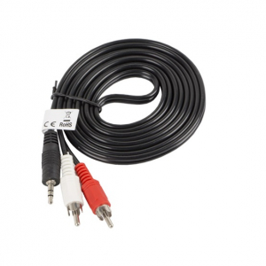 Lanberg minijack 3,5 mm (M) 3 p&oacute;lus->2x RCA (cinch) (M) k&aacute;bel, 2 m (CA-MJRC-10CC-0020-BK)