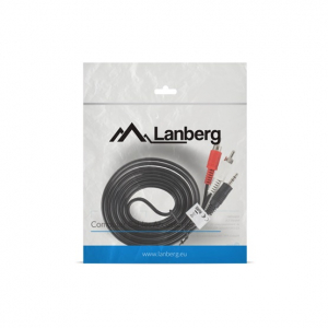 Lanberg minijack 3,5 mm (M) 3 p&oacute;lus->2x RCA (cinch) (M) k&aacute;bel, 2 m (CA-MJRC-10CC-0020-BK)