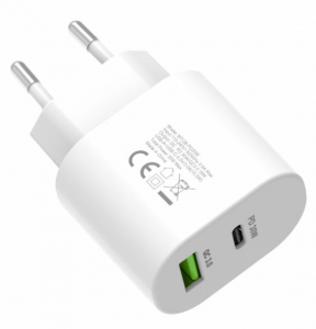 Cellect h&aacute;l&oacute;zati gyorst&ouml;ltő adapter 30W USB-A &eacute;s C csatlakoz&oacute;val feh&eacute;r (MTCB-PD30WNE-W)