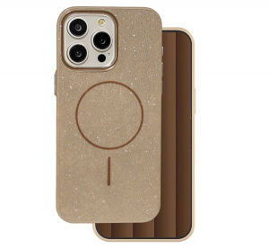 Szilikon telefonv&eacute;dő (műanyag h&aacute;tlap, kamerav&eacute;dő, MagSafe, csillog&oacute;) BARNA Apple iPhone 14 Pro "Gigapack csomagol&aacute;s" (GP-171508)