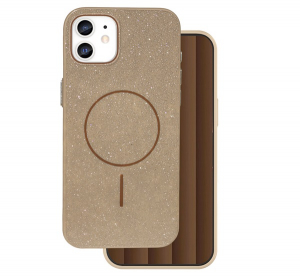 Szilikon telefonv&eacute;dő (műanyag h&aacute;tlap, kamerav&eacute;dő, MagSafe, csillog&oacute;) BARNA Apple iPhone 12 Pro / iPhone 12 "Gigapack csomagol&aacute;s" (GP-171515)