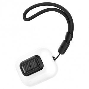 Spigen LOCK FIT M műanyag tok (&uuml;t&eacute;s&aacute;ll&oacute;s&aacute;g, karab&iacute;ner, k&eacute;zp&aacute;nt, karbon minta) FEKETE Apple AirPods Pro 1/2 (ASD06156)