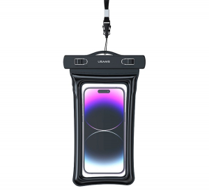 Usams YD011 v&iacute;zhatlan/v&iacute;z&aacute;ll&oacute; tok (univerz&aacute;lis, IPX8, nyakba akaszthat&oacute;, 7" m&eacute;ret) FEKETE (7FSD1101)