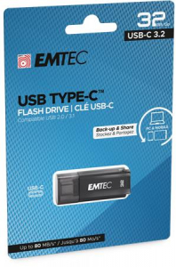 Emtec Pendrive, 32GB, USB-C 3.2,  "D400 Type-C", fekete (UE32GUC)