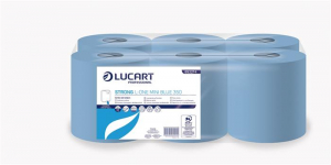 Lucart K&eacute;zt&ouml;rlő, tekercses, 2 r&eacute;tegű,  "L-One mini Strong Blue 350", k&eacute;k (UBC74)