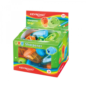 Keyroad Hegyező 2 lyuk&uacute; tart&aacute;lyos 24 db/display  Starfish vegyes sz&iacute;nek (KR970973)