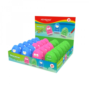 Keyroad Hegyező 1 lyuk&uacute; rad&iacute;rral &eacute;s porkef&eacute;vel 24 db/display  Rocky Docky vegyes sz&iacute;nek (KR972128)