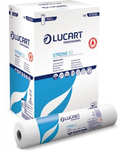 Lucart Vizsg&aacute;l&oacute;asztal ter&iacute;tő, 2 r&eacute;tegű, 50 cm x 50 m, 1 tekercs,  "Strong 50", h&oacute;feh&eacute;r (UBC89)