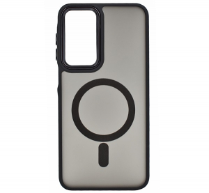 Szilikon telefonv&eacute;dő (&uuml;t&eacute;s&aacute;ll&oacute;s&aacute;g, matt, műanyag h&aacute;tlap, kamerav&eacute;dő, MagSafe) FEKETE Samsung Galaxy A26 5G (SM-A266) "Gigapack csomagol&aacute;s" (GP-169969)
