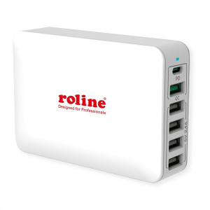Roline T&ouml;ltő USB3.0, Type-A 4p, Type-C 1p, QC Type-A 1p, feh&eacute;r (19.11.1055-10)