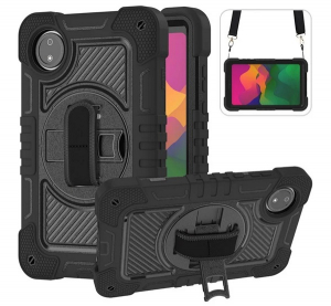 Defender műanyag telefonv&eacute;dő (&uuml;t&eacute;s&aacute;ll&oacute;s&aacute;g, kit&aacute;maszt&oacute;, 360&deg; + k&eacute;zp&aacute;nt) FEKETE Xiaomi Redmi Pad SE 8.7 "Gigapack csomagol&aacute;s" (GP-163421)