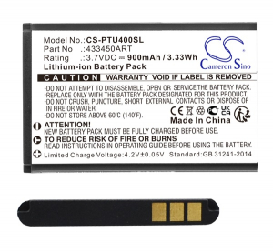Cameron Sino Li-Ion akku (3.7V/900mAh, Panasonic 433450ART kompatibilis) FEKETE (CS-PTU400SL)