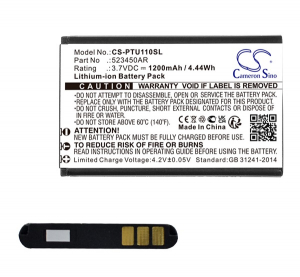 Cameron Sino Li-Ion akku (3.7V/1200mAh, Panasonic 523450AR kompatibilis) FEKETE (CS-PTU110SL)