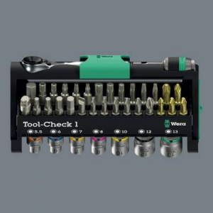 Wera Tool-Check 1  Bit k&eacute;szlet Egyeneshorny&uacute;, Kereszthorny&uacute; Phillips, Kereszthorny&uacute; Pozidriv, Belső hatlap, TORX, TORX BO Racsnival (05049050001)