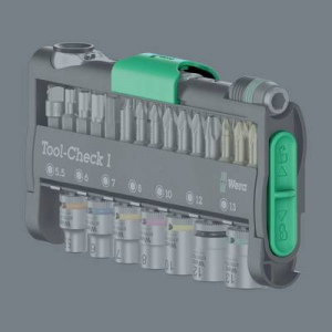 Wera Tool-Check 1  Bit k&eacute;szlet Egyeneshorny&uacute;, Kereszthorny&uacute; Phillips, Kereszthorny&uacute; Pozidriv, Belső hatlap, TORX, TORX BO Racsnival (05049050001)