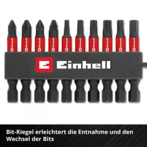 Einhell Karabiner Impact Bit Set 10tlg  Bit k&eacute;szlet 1/4 (6.3 mm), PH, PZ, TORX, Hatlap (118633)