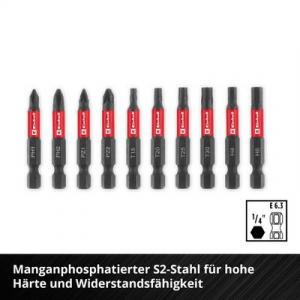 Einhell Karabiner Impact Bit Set 10tlg  Bit k&eacute;szlet 1/4 (6.3 mm), PH, PZ, TORX, Hatlap (118633)