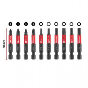 Einhell Karabiner Impact Bit Set 10tlg  Bit k&eacute;szlet 1/4 (6.3 mm), PH, PZ, TORX, Hatlap (118633)