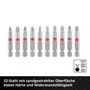 Einhell Karabiner Bit Set 10tlg  Bit k&eacute;szlet 1/4 (6.3 mm), PH, PZ, TORX, Hatlap (118623)