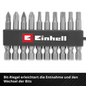 Einhell Karabiner Bit Set 10tlg  Bit k&eacute;szlet 1/4 (6.3 mm), PH, PZ, TORX, Hatlap (118623)