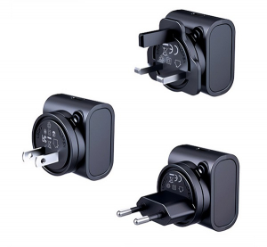 Remax utaz&oacute; t&ouml;ltő Type-C aljzat (30W, PD gyorst&ouml;ltő, GaN, EU, UK, US) FEKETE (RP-U192)