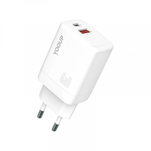 Yooup h&aacute;l&oacute;zati t&ouml;ltő 1xUSB + 1xUSB-C aljzattal 45W (NC48-D)