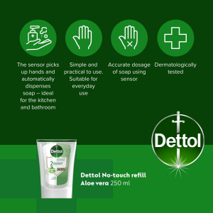 Dettol Aloe Vera foly&eacute;kony szappan ut&aacute;nt&ouml;ltő &eacute;rtint&eacute;s n&eacute;lk&uuml;li k&eacute;zmos&oacute; k&eacute;sz&uuml;l&eacute;khez 250 ml