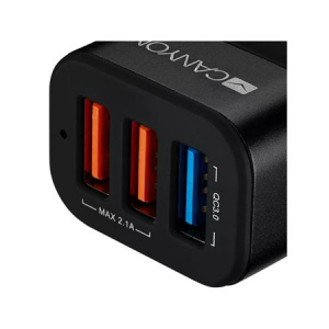 Canyon Aut&oacute;s t&ouml;ltő, 3xUSB, QC 3.0, 2,1A,  "C-07" (CAC07B)