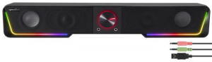 Speedlink Hangsz&oacute;r&oacute;, 12W, 2x3.5 mm jack + USB-A,  "GRAVITY RGB Stereo Soundbar", fekete (SLHAGSSB)