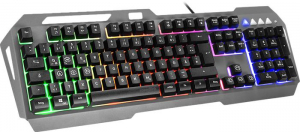 Speedlink Billentyűzet, vezet&eacute;kes, gaming, f&eacute;m, USB, HUN,  "LUNERA RGB Rainbow", fekete (SLBIGLRB)