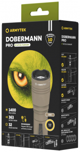 ArmyTek Dobermann Pro Magnet USB Sand Warm LED K&eacute;zil&aacute;mpa Csukl&oacute;p&aacute;nt, Tokkal Akkur&oacute;l &uuml;zemeltetett 1400 lm 164 g (F07501WS)