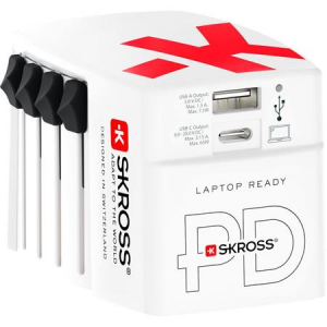 SKROSS H&aacute;l&oacute;zati t&ouml;ltő, vil&aacute;gutaz&oacute;knak, 1xUSB-A, 1xUSB-C PD, 65W, USB-C k&aacute;bel,  (SKHT65WT)
