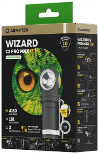 ArmyTek Wizard C2 Pro Max LR White LED K&eacute;zil&aacute;mpa &Ouml;vcs&iacute;ptetővel, Tokkal Akkur&oacute;l &uuml;zemeltetett 3870 lm 151 g (F06702C)