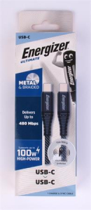 Energizer USB k&aacute;bel, USB-C - USB-C, 2m, , sz&uuml;rke (EKA01)