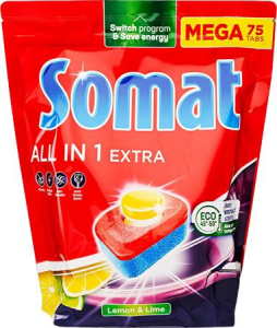 Somat Mosogat&oacute;g&eacute;ptabletta, 75 db,  "All in 1 Extra", Lemon&Lime (KHT1422)