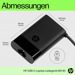 HP USB-C 65W Laptop Charger Notebook t&aacute;pegys&eacute;g 65 W 5 V, 9 V, 12 V, 15 V, 20 V (671R2AA#ABB)